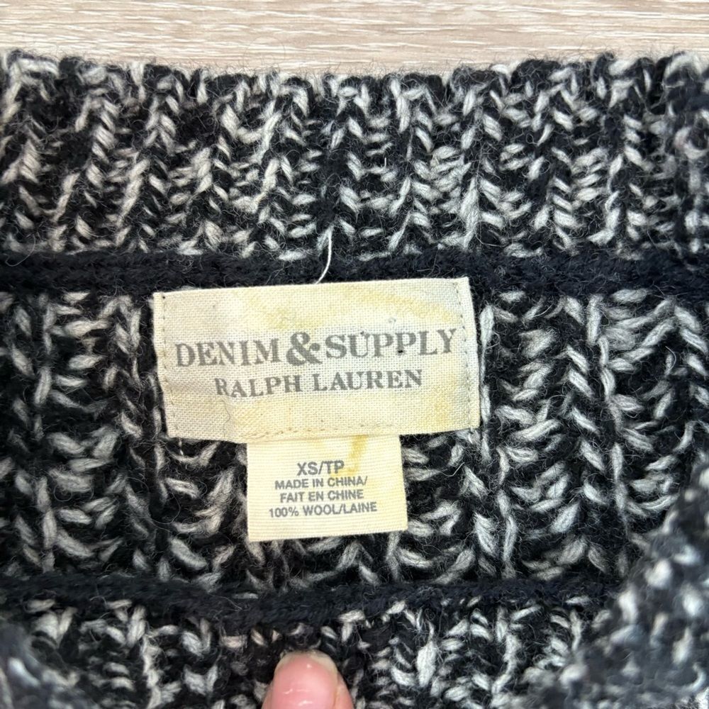 Denim & Supply Ralph Lauren Sweater Women's XS Grey Plaid 100% Wool Oversized - Picture 3 of 8